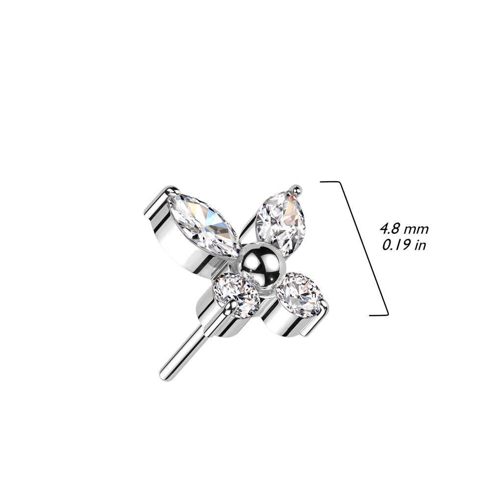 Titanium Threadless Push In Butterfly Top For Nose, Ears & Lip
