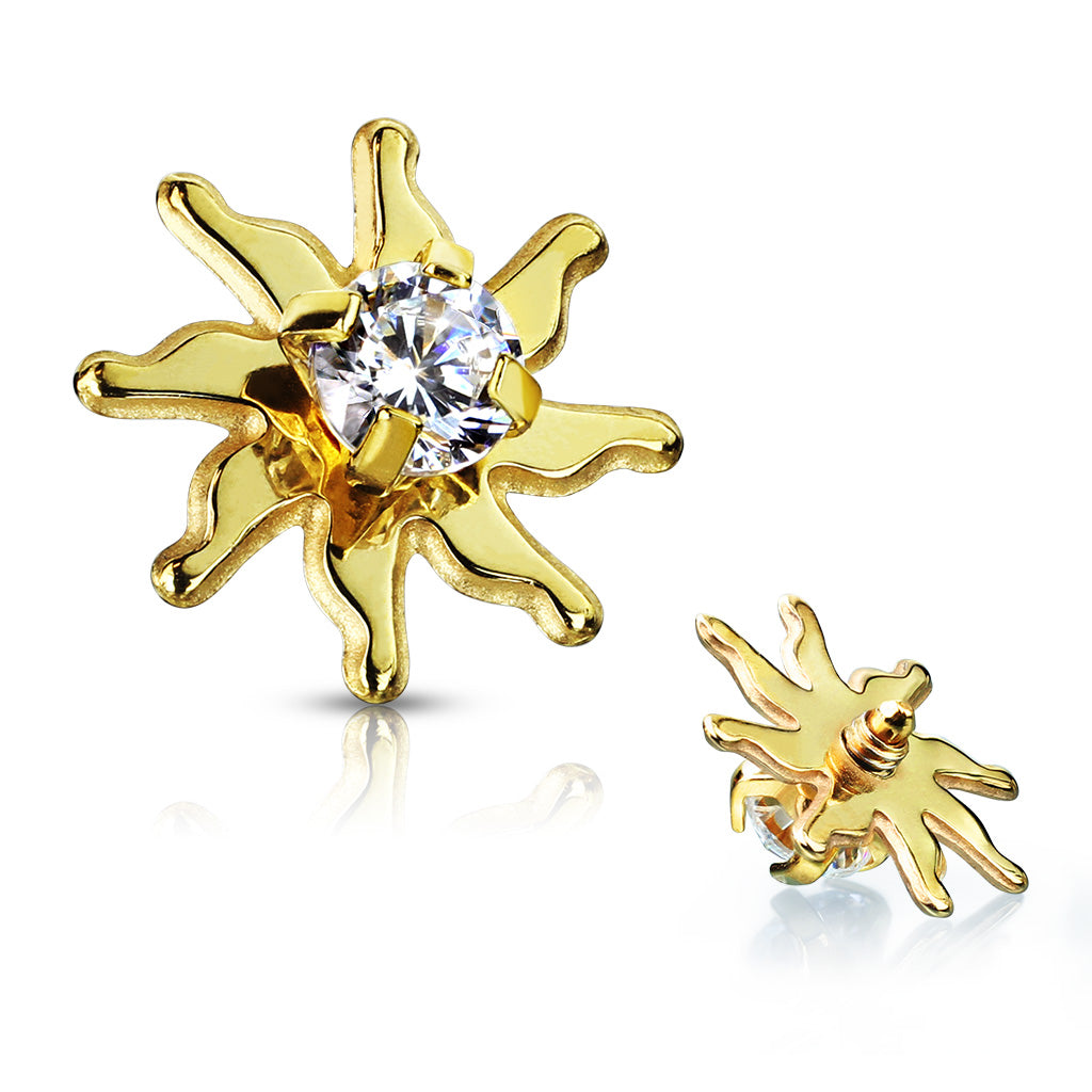 Surgical Steel Threaded Sun Dermal Top For Nose, Ears & Lip