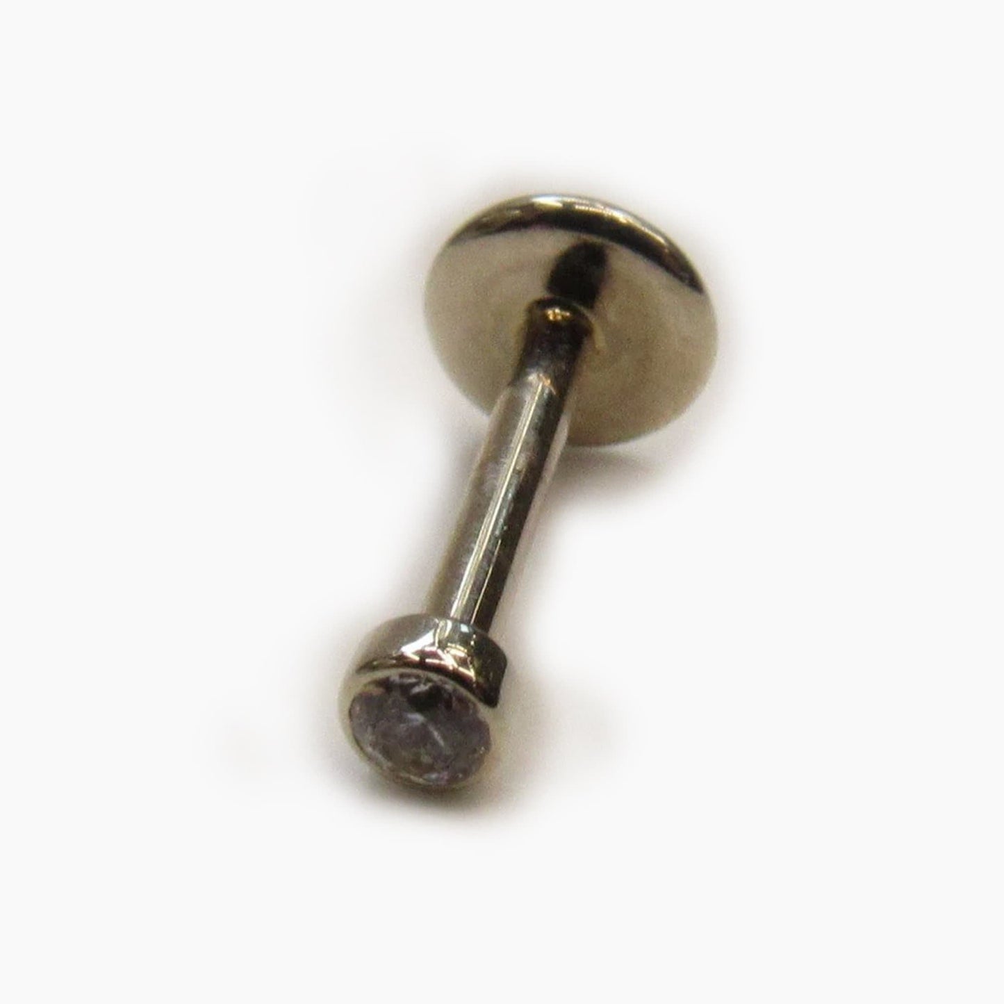 BVLA | 14k White Gold Internally Threaded Bezel Set CZ Labret | 16g - Avanti Body Jewelry