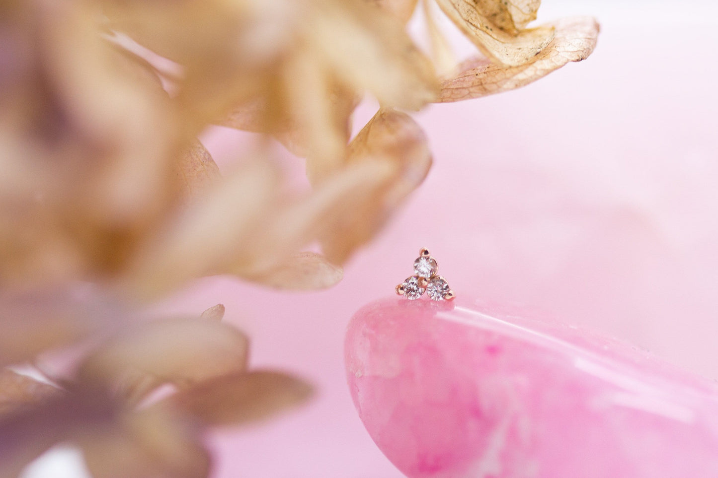 Trinity Diamond | 14K Threadless Top For Nose, Ears & Lip - Avanti Body Jewelry