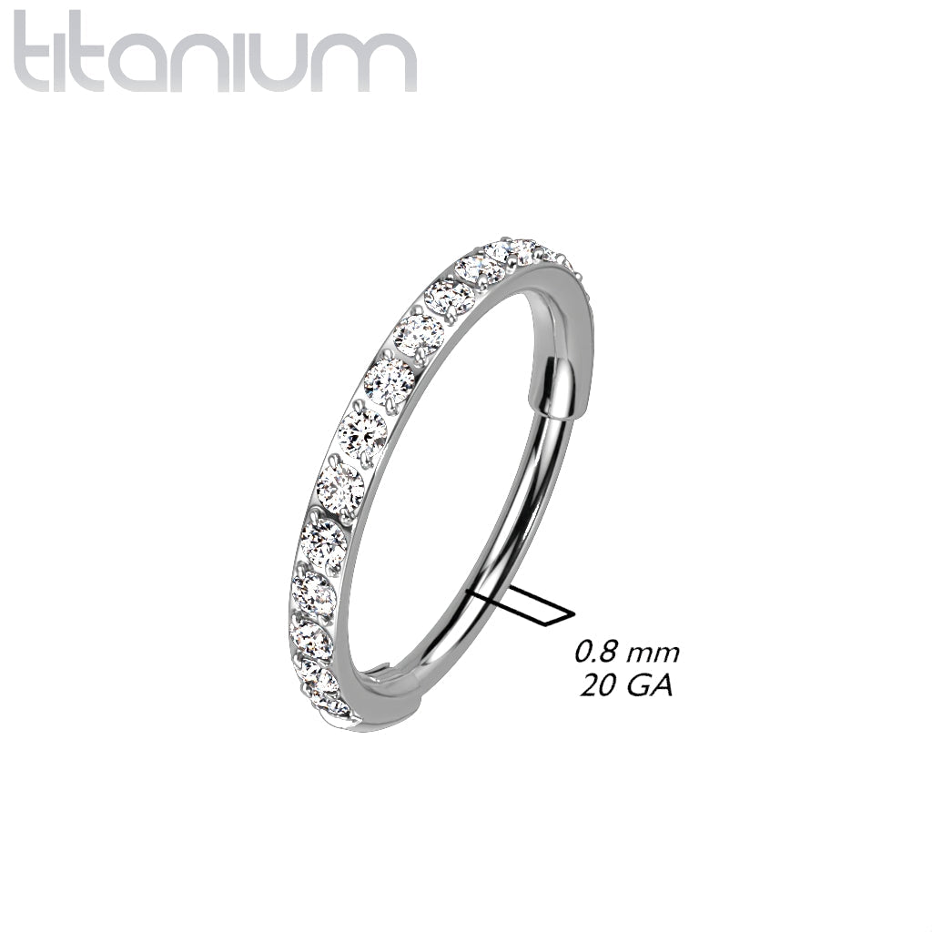 Hinged Ring Eternity Gem | Titanium Clicker Segment Hoop Ring - Avanti Body Jewelry