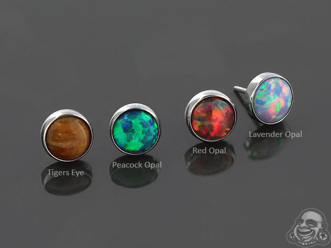 Cabochon Bezel Set Stone | Titanium Threadless Top For Nose, Ears & Lip - Avanti Body Jewelry