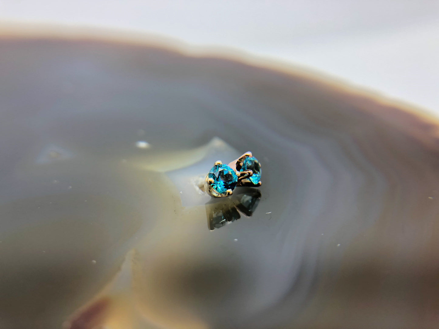 Threadless 14k Gold Paraiba Topaz Ends For Nose, Ears & Lip - Avanti Body Jewelry