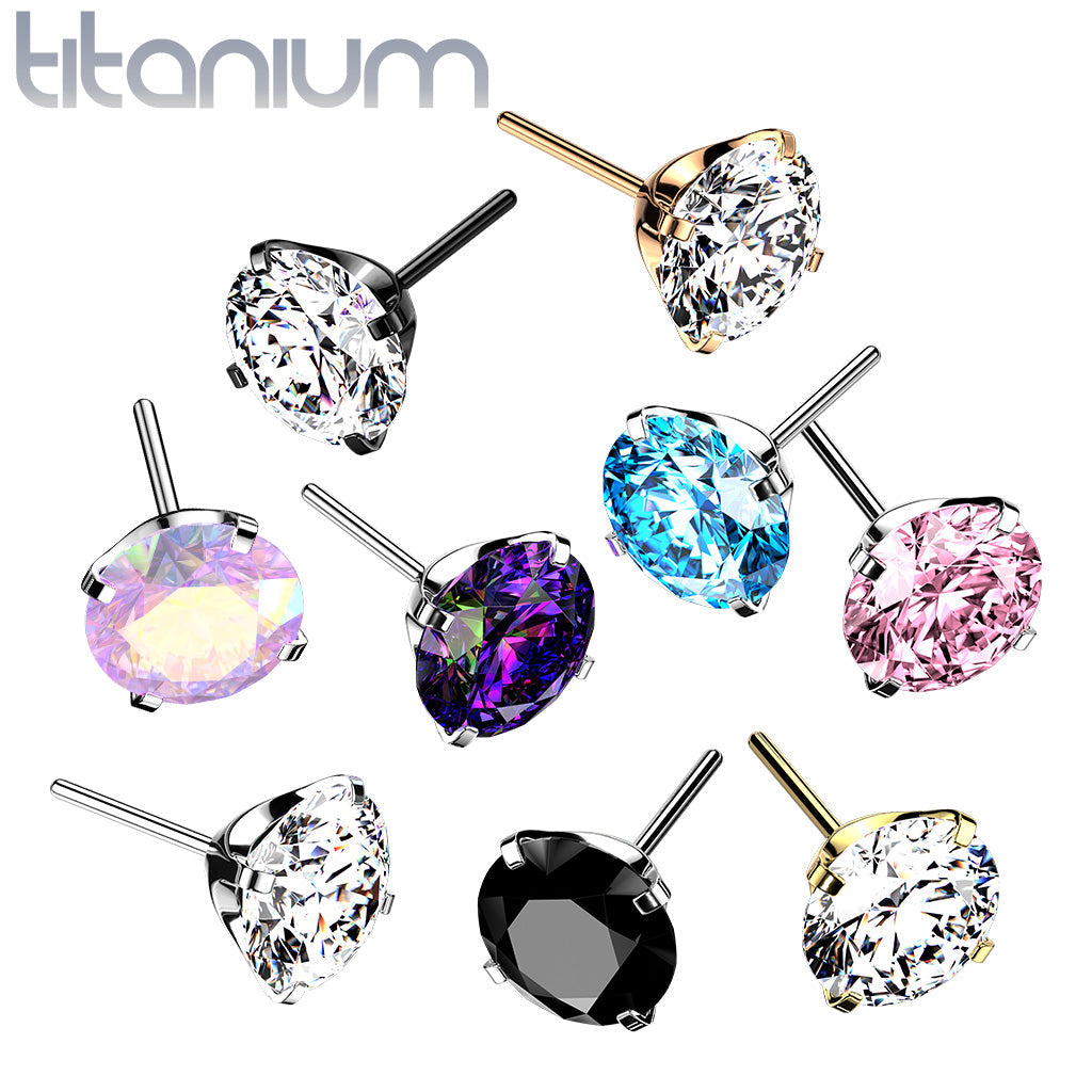 Prong Set Gem | Titanium Threadless Top For Nose, Ears & Lip - Avanti Body Jewelry