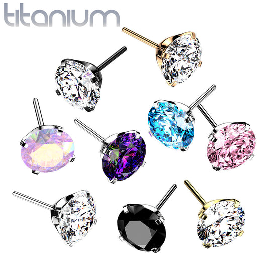 Prong Set Gem | Titanium Threadless Top For Nose, Ears & Lip - Avanti Body Jewelry