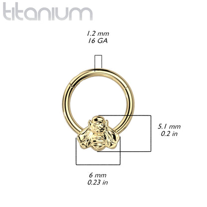 Hinged Ring Bee | Titanium Clicker Segment Hoop Ring - Avanti Body Jewelry