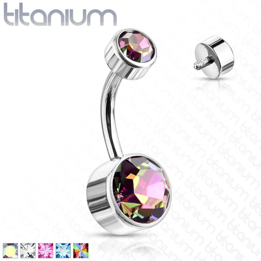 Titanium Bezel Gem Belly / Navel Ring - Avanti Body Jewelry