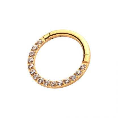 Hinged Ring Clear CZ Eternity Front Facing | Titanium Clicker Segment Hoop Ring - Avanti Body Jewelry