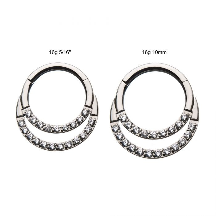 Hinged Ring Double Front Gem | Titanium Clicker Segment Hoop Ring - Avanti Body Jewelry